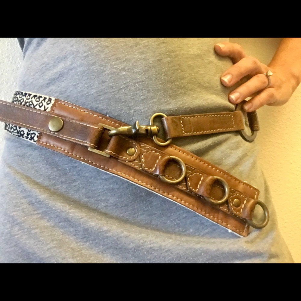 Free People leather & kantha quilted belt